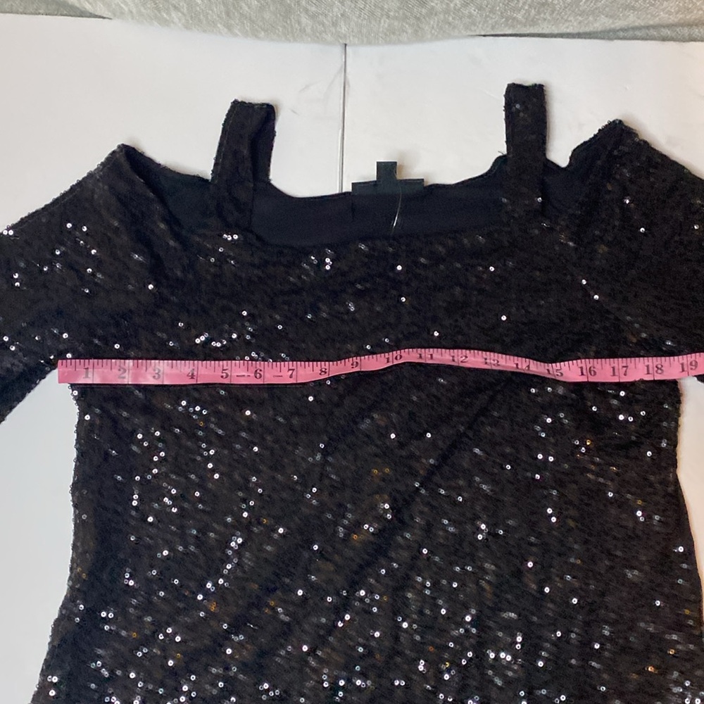 INC NWT black sequin holiday shirt blouse size Large - Picture 3 of 6
